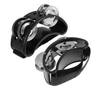 UKCOCO 2pcs Adjustable Strap Foot Tambourine Percussion Instrument for Adults Black for Parties Karaoke and Musical Activities