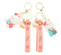 UKCOCO 2pcs Adorable Bunny Keychains with Bow Tie and Mini Bag, Portable Rabbit Key Rings for Women, Cute Spring Festival Doll Accessories, Kawaii Keychain Set