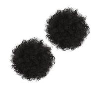 UKCOCO 2pcs Afro Curly Hair Bun Chignon Hairpiece Clips Drawstring Synthetic High Temperature Silk Hair Extensions for Parties Cosplay Daily Use