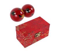 UKCOCO 2pcs Baoding Balls Hand Massage Chinese Hand Exercise Balls Enamel Red for Therapeutic Rehabilitation Office Use for Women and Elderly