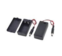 UKCOCO 2pcs Battery Case with Cover for 9v Battery Plastic Metal Holder with Spring Clip Design and On/off Slide Control Includes 2.1x5.5mm Male Plug and Organisation Random Color