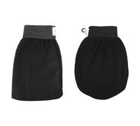 UKCOCO 2pcs Black Exfoliating Bath Gloves Set with Rough Square and Smooth Round Edges, Body Scrubber Gloves for Shower Skin Exfoliation and Dead Skin Removal
