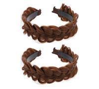 UKCOCO 2pcs Braided Wig Headband for Women, Wide Non-slip Hair Braid Headband with Teeth, Natural Fishbone Plait Style Hairband for Daily and Outdoor Use