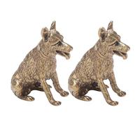 UKCOCO 2pcs Brass Dog Figurines Vintage German Shepherd Statues for Shelf Decoration, Interactive and Wear Resistant Miniature Animal Sculptures for Creative Playtime