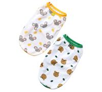 UKCOCO 2pcs Breathable Warm-weather Dog Vests for Small Breeds, Lightweight Pet Apparel with Grey Mouse and Bear Head Patterns, Size M, Suitable for Teddy, Bichon, Pomeranian, Schnauzer,