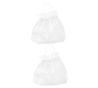 UKCOCO 2pcs Bridal Satin Flower Decorated Dolly Bags for Bride and Bridesmaids, Small Elegant Wedding Handbags with Ribbon Detail, for Wedding Day and Ceremony Use