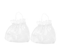 UKCOCO 2pcs Bridal Satin Flower Money Purses for Women, Small Pearl Decorative Wedding Bags for Bride and Bridesmaids on Wedding Day Ceremony