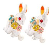 UKCOCO 2pcs Bunny Brooch Lapel Pin Charming Cartoon Bunny Alloy Crystal Not Easy to Deform Special Decoration for Parents and Easter Party Accessories