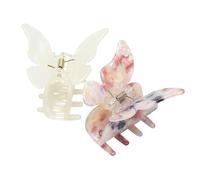 UKCOCO 2pcs Butterfly Hair Claw Clips Made of Acetate and Iron Strong Hold Jaw Clips that Will Not Hurt Hair for Women during Shower or Facial Cleaning