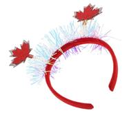 UKCOCO 2pcs Canada Day Maple Leaf Tinsel Headbands for Women and Teens, Red Autumn Leaf Hair Accessories Party Headband Hairbands Holiday Decorative Hair Bands
