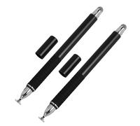 UKCOCO 2pcs Capacitive Stylus Pens with Fine Fiber Tips for Tablets and Smartphones, Multifunctional 2-in-1 Touch Screen Stylus Set, Black, Compatible with Capacitive Devices