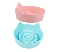 UKCOCO 2pcs Cat Feeding Bowl Non Slip Cat Ear Shaped Slow Feeder Cute Candy Color Pet Food Plate for Kittens Stable Easy to Clean Feeding Dish for Home Use