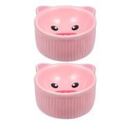 UKCOCO 2pcs Ceramic Hamster Food Bowls Cute Cartoon Design Pet Food Holders Easy to Wash Pink Small Animal Feeding Dish for Mealtime