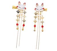 UKCOCO 2pcs Chinese Vintage Fox Hair Clips Alloy Tassel Headpieces for Women Fairy Cartoon Mask Design Unique Decorative Accessories for Festivals and Special Occasions Random Color