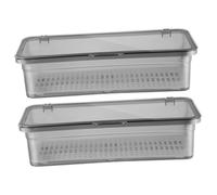 UKCOCO 2Pcs Chopsticks Case with Drainable Shelf Visible Utensil Storage Box for Kitchen Compact Cutlery Holder for Spoons Forks Silverware Dustproof Black Organizer for Countertop