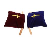 UKCOCO 2pcs Church Offering Baskets with Wood Handles, Velvet Material, Spacious Pouch, Elegant Embroidered Cross Design, for Church Missions Supplies and Holy Communion Decorations