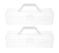 UKCOCO 2Pcs Clear Paint Brush Storage Box Portable Organizer for Art Supplies Impact Resistant Ergonomic Handle for Students and Artists Transparent Craft Storage