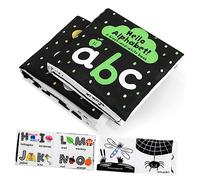 UKCOCO 2pcs Cloth Books for Newborns Educational High Contrast Sensory with Animal and Alphabet Designs Soft Lightweight Safe Stitching for Early Learning and Cognitive Development