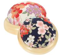 UKCOCO 2pcs Compact Pin Cushions with Wooden Base, Wear-Resistant Navy and Cream Holders for Daily Use Sewing Tools, Convenient Sewing Pin Rest for Hand Stitching and Embroidery