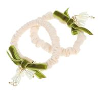 UKCOCO 2pcs Convallaria Flower Hair Ties Set Elastic Cloth Ponytail Holders with Sturdy Design, Can be Worn as Bracelet, for Women and Girls at Parties and Birthdays