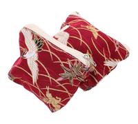 UKCOCO 2pcs Cotton Cloth Vintage Japanese Style Small Coin Purse Key Bag Organizer Insert for Daily Use Travel Zipper