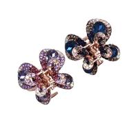 UKCOCO 2pcs Crystal Butterfly Hair Clips with Rhinestones, Small Claw Bangs Clips in Purple and Indigo, Decorative Hair Accessories for Women