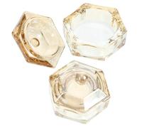 UKCOCO 2pcs Crystal Glass Nail Art Cups with Lid, Replaceable Manicure Nail Dish Bowls in Amber Toned Colour, Practical and Easy to Move for Professional and Personal Use