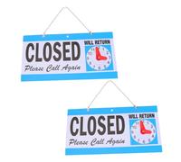 UKCOCO 2pcs Double Sided Business Hours Sign Kit with Clock Hands Blue White Plastic Open and Closed Store Hours Sign for Shop Window Wall Indoor Outdoor Display