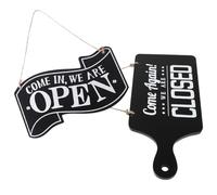UKCOCO 2pcs Double-sided Wood Open Closed Business Sign Simple and Generous Style Black Color Attract Potential Customers Express Welcome Or Decline for Shops