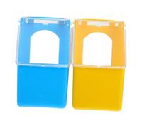 UKCOCO 2Pcs Durable Bird Feeder Basin Multifunctional Hanging Food and Water Box for Pigeons and Parrots Easy to Clean Lightweight Practical Design Blue Yellow