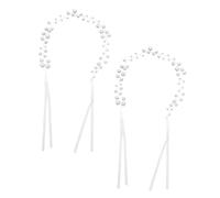UKCOCO 2pcs Elegant Wedding Hair Accessories for Bride and Flower with Flexible Wear, Artificial Pearl Detail, White Cloth Material, Practical and Adjustable Hairbands for Engagement