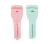 UKCOCO 2pcs Eyelash Curlers with Long Handle and Lash Brushes, Mini Lash Curling Clips for Makeup, Portable Beauty Tools for Precise Eyelash Styling in Pink and Green