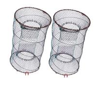 UKCOCO 2pcs Foldable Fish Basket Net 25cm Diameter Nylon Crab Catcher and Minnow Trap for Kayak Fishing Supplies, Portable Fishing Cage Suitable for Bait, Shrimp, and Reptile Trapping