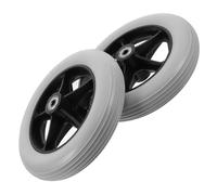 UKCOCO 2Pcs Front Wheelchair Replacement Casters Solid Tires with Wide Gray PU Wheels for Wheelchair and Shopping Cart Wear Resistant Walker Tire Accessories