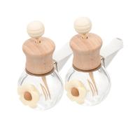 UKCOCO 2pcs Glass Car Diffuser Bottle Vent Clip Stylish Aromatherapy Essential Oil Bottle for Car Tea Design Easy to Use