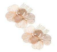 UKCOCO 2pcs Golden Flower Hair Comb Elegant Petal Shape Decorative Floral Side Combs for Wedding Bridal Hair Accessories Rhinestones for Brides Bridesmaids