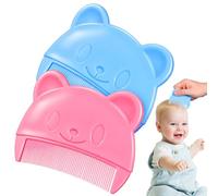 UKCOCO 2pcs Grooming Comb Set for Infants Fine Tooth Bear-shaped Hair Combs for Cradle Cap and Dandruff Portable Blue and Pink Hair Brushes