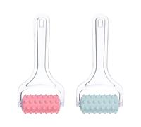 UKCOCO 2pcs Handheld Massage Roller for Shoulder and Leg Acupressure, Portable Body Roller Massager with Particle Beads, Suitable for Home Use in Blue and Pink