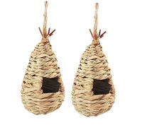 UKCOCO 2pcs Handmade Woven Bird Nest Creative Art Adornment for Hanging Natural Material Comfortable Sleeping Nest for Birds for Canaries Parrots More