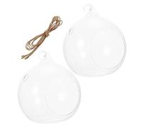 UKCOCO 2pcs Hanging Glass Terrarium Planter Indoor Succulent Air Plant Holder Creative Transparent Design for Home Durable Globe Shape for Natural Style