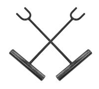 UKCOCO 2pcs Heavy Duty Manhole Lifting Hooks with Handle, Iron Material U-Type Fork End Design for Roll up Door Hooks and Valves, for Outdoor Work and Home Use, Black Colour
