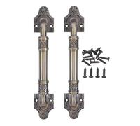 UKCOCO 2pcs Heavy-Duty Vintage Barn Door Pull Handles, Antique Metal Sliding Gate Handles with Decorative Pattern, Outdoor Fence and Wooden Door Hardware for Kitchen, Wardrobe, Garden