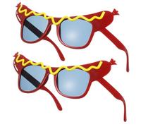 UKCOCO 2pcs Hot Dog Shape Party Glasses Material Funny Eyewear for All Ages Bright Photo Props and Festival Favors to Enhance Party Atmosphere