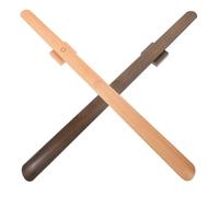UKCOCO 2pcs Inch Long Handle Wooden Shoehorn with Magnetic Wall Mount, Ergonomic Polished Wood Shoe Helper for Boots and Leather Shoes, Space Saving Design for Daily Routines and Small
