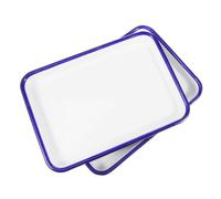 UKCOCO 2Pcs Large Enamel Roasting Pan Rectangular Baking Tray Non Stick Oven Tray for Kitchen Baking Restaurant Use Vintage Style Bake Serve Dish