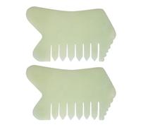 UKCOCO 2pcs Light Green Jade Massage Boards for Balance Oil and Accelerate Blood Circulation, Portable Scraping Massage Combs for Home Facial and Scalp Care