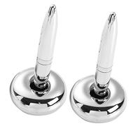 UKCOCO 2Pcs Magnetic Floating Metal Ballpoint Pen with Suspension Base Executive Office Signature Pens for Business and Daily Use Comfortable Grip Silver Design