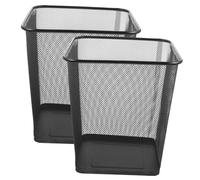 UKCOCO 2pcs Mesh Design Square Waste Basket with Sturdy Iron Frame Large Office Garbage Can for Bedroom Kitchen Study Metal Dustbin for Home Use