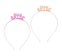 UKCOCO 2pcs Metal Bridal Headbands Set in Rose Gold and Fuchsia, Wedding Hair Accessories for Bride and Bachelorette Party, Maid and Bride Hair Pieces for Wedding Celebrations