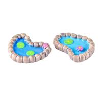 UKCOCO 2pcs Micro Lifelike Pond Model Set with Heart-shaped Lotus Leaf and Foot-shaped Lotus Flower, Small Sand Table Ornaments for Miniature Landscape Decoration in Garden Play Scenes
